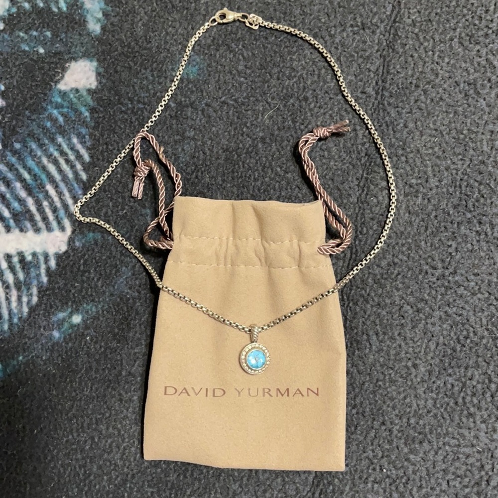 David Yurman Topaz and Diamond Pendant w Necklace